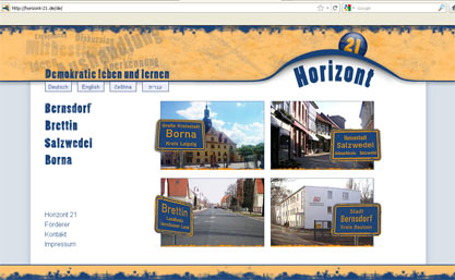 Screenshot Internetpräsenz von Horizont 21